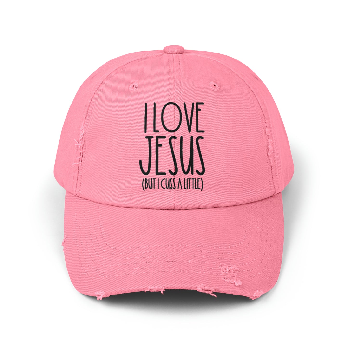 I cuss a little- Unisex Distressed Cap